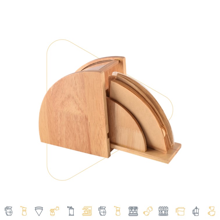 Cafemasy Wooden Coffee Filter Paper Holder with Acrylic Lid
