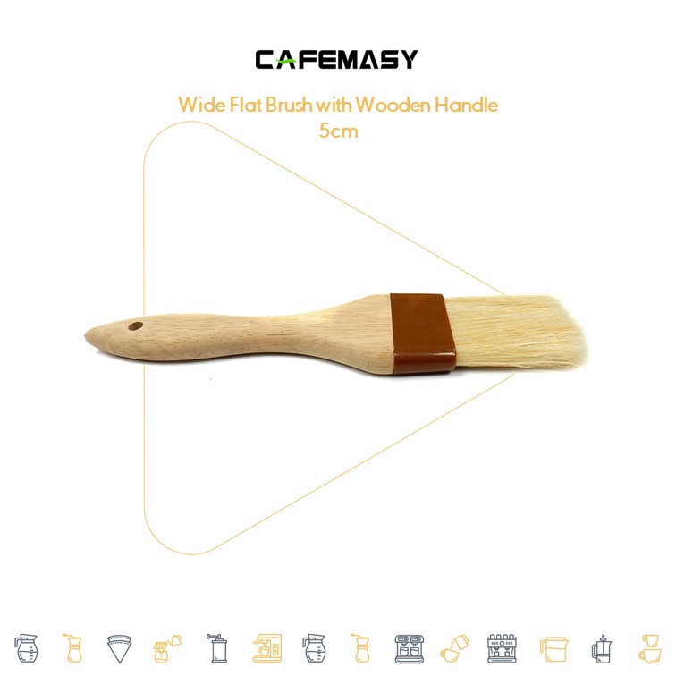 Cafemasy Wide Flat Brush with Wooden Handle 5cm