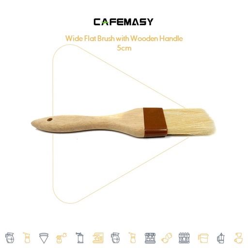 Cafemasy Wide Flat Brush with Wooden Handle 5cm