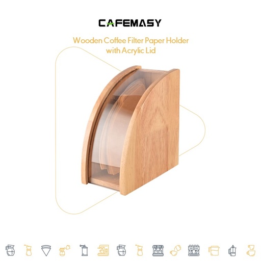 Cafemasy Wooden Coffee Filter Paper Holder with Acrylic Lid