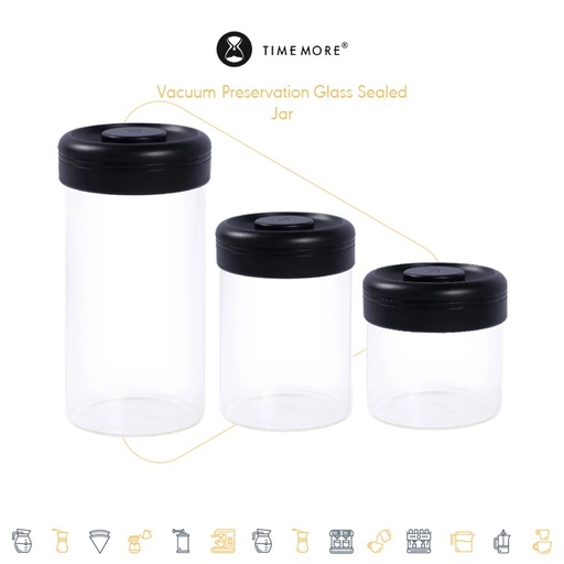 Timemore Vacuum Preservation Glass Sealed Jar Black Lid